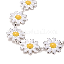 Enamel Daisy Link Chains Bracelet&nbsp;BJEW-P271-01P-01
