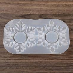 雪の燭台 クリスマス シリコン型 キャンドル型  キャンドルアロマテラピー作り用  ホワイト  215x120x30mm&nbsp;LS-SIL-B071-03
