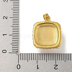 イオンプレーティング（IP）304ステンレスペンダント  ABSの模造パールと  ゴールドカラー  正方形  18.5x15.5x7mm  穴：5x2.5mm&nbsp;STAS-U024-G-07A