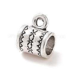チベットスタイルの合金チューブベイル  ループベイル  ペンダントベイル  コラム  アンティークシルバー  10x8x7.5mm  穴：1.5mm  内径：5mm  641個/ 500g&nbsp;PALLOY-P293-205