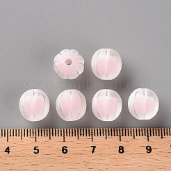透明なアクリルビーズ  艶消し  二層ビーズ  カボチャ  ピンク  11x11.5mm  穴：2mm  約550個/500g&nbsp;TACR-S152-07C-SS2112