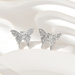 Brass Micro Pave Clear Cubic Zirconia Stud Earrings&nbsp;EJEW-A128-01P