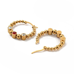 304 Stainless Steel Beaded Hoop Earrings&nbsp;EJEW-G368-05G