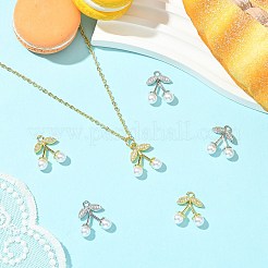 6Pcs 2 Colors Brass Micro Pave Clear Cubic Zirconia Pendants&nbsp;KK-CJ0003-19