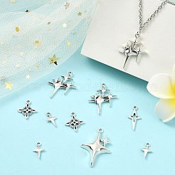100個 5スタイル チベットスタイル 合金中空ペンダント  スター  アンティークシルバー  14.5~29x9~22.5x1.7~5mm  20個/スタイル&nbsp;FIND-CJ0004-41