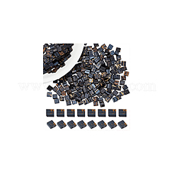 300 穴ガラスシードビーズ 2 個  アンティークスタイル  正方形  ブラック  5x4.5~5.5x2~2.5mm  穴：0.5~0.8mm&nbsp;SEED-NB0002-12