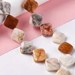 天然クレイジーレースアゲートビーズ連売り  ねじれた菱形  19.5~20x19.5~20x5~6mm  辺の長さ：15~16.5mm  穴：1.2mm  約21個/連  16.02''（40.7センチメートル）&nbsp;G-L239-15