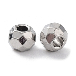 変色しない201ステンレススチールスペーサービーズ  多面カットラウンド  ステンレス鋼色  3x2.5mm  穴：1.2mm&nbsp;STAS-K259-15A-P