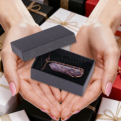 1Pc Natural Amethyst Bullet Macrame Pouch Pendant Alloy Chain Necklaces&nbsp;NJEW-PA0001-01B