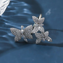 Brass Micro Pave Cubic Zirconia Cuff Rings for Women&nbsp;FS-WGE5C54-01