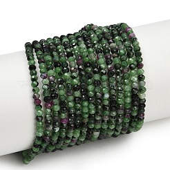 天然石ルビーインゾイサイトビーズ連売り  多面カット  ロンデル  3x2mm  穴：0.6mm  約184個/連  15.67''（39.8センチメートル）&nbsp;G-NH0050-A01-01