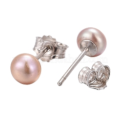 Valentine Presents for Her 925 Sterling Silver Ball Stud Earrings&nbsp;EJEW-D029-4.5mm-1