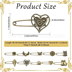 バックパックの服用の20スタイルの合金キルトピン10個。  アンティークブロンズ  混合図形  16~54.5x23~61.5x7~9mm  2個/スタイル&nbsp;JEWB-CJ0003-24