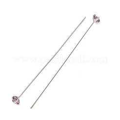 真鍮製マイクロパヴェキュービックジルコニアスタッドピアスパーツ  プラチナ  パープル  3mm  ピン：0.6x44mm&nbsp;CU-CBA4618-01P-07