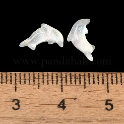 K9ガラスカボション  グリッターパウダー付き  イルカ  ホワイト  5.8x9.7x2.6mm&nbsp;GGLA-Z003-12C-001JW