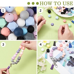 DIY Silicone Bead & Faux Suede Tassel Pendant Decorations Making Kits&nbsp;DIY-YW0010-10