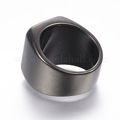 男性用304ステンレススチール印章バンドリング  広帯域指輪  長方形  ガンメタ色  サイズ10  20mm&nbsp;RJEW-G091-16-20mm-B
