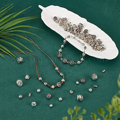 100Pcs 10 Styles Tibetan Silver Beads&nbsp;FIND-FG0003-84