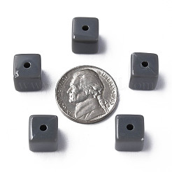 不透明なアクリルビーズ  キューブ  グレー  10.5x9.5x9.5mm  穴：2mm  約490個/500g&nbsp;MACR-S373-148-A03