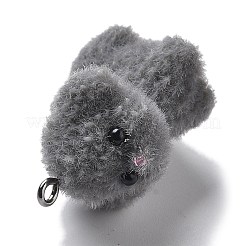 樹脂チャーム  プラチナ鉄ループ付き  犬  グレー  28.5x21x26mm  穴：2mm&nbsp;LS-RESI-Q007-06D