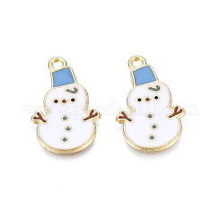 メッキ合金エナメルチャームラック  カドミウムフリー＆ニッケルフリー＆鉛フリー  ライトゴールド  クリスマス  雪だるま  コーンフラワーブルー  23x14.5x1.5mm  穴：1.8mm&nbsp;LS-X-ENAM-N055-165