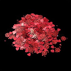 装飾アクセサリー  ポリ塩化ビニールのプラスチック製のスパンコール/スパンコールビーズ  ABカラーメッキ  ハート/花/ひし形  暗赤色  5.5~9.5x6~9.5x0.3mm&nbsp;PVC-L001-02