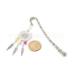 Natural Round Dyed White Jade Beads Bookmark&nbsp;AJEW-JK00176