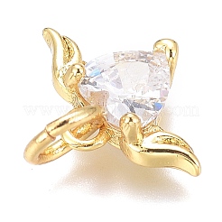 Brass Micro Pave Clear Cubic Zirconia Charms&nbsp;ZIRC-O035-26G