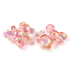 グラデーションカラー透明アクリルエオロープビーズ  大穴ビーズ  クマ  ライトコーラル  32.2x30.4x15.4mm  穴：4.2mm&nbsp;OACR-P024-01-02