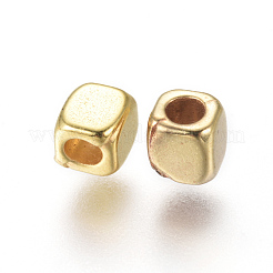 CCBプラスチックビーズ  キューブ  ゴールドカラー  4x3.5x3.5mm  穴：2mm&nbsp;CCB-G006-148G