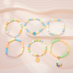 6Pcs 6 Styles Easter Alloy Enamel Charm Bracelets&nbsp;FS-WG44852-01