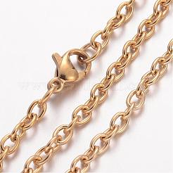イオンプレーティング(IP) 304 ステンレスネックレス  アズキチェーン  カニカン付き  ゴールドカラー  17.72インチ（45cm）  2mm&nbsp;MAK-K004-10G