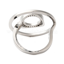 Ring Brass Micro Pave Clear Cubic Zirconia Open Cuff Rings for Women&nbsp;RJEW-A046-15P