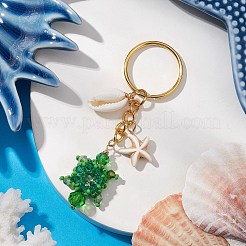 Tortoise Glass Seed Beaded Keychain&nbsp;KEYC-MZ00023-02