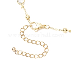 304 Stainless Steel & Brass Clear Cubic Zirconia Flat Round Link Chain Bracelet Making&nbsp;AJEW-JB01341