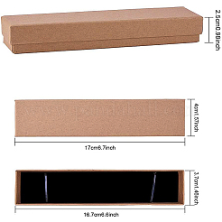 クラフト紙のボール紙ジュエリーボックス  ブレスレットボックス  長方形  バリーウッド  17x4x2.5cm&nbsp;CBOX-BC0001-12