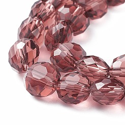 クリアガラスビーズ連売り  多面カット  ロンデル  暗赤色  8x7.5x5.5mm  穴：1.2mm  約72個/連  20.67''（52.5センチメートル）&nbsp;GLAA-XCP0001-08