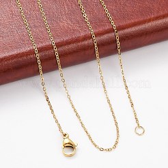 304ステンレススチールアズキチェーンネックレス  カニカン付き  ゴールドカラー  17.7インチ（45cm）  1.3mm&nbsp;X-NJEW-M151-24G