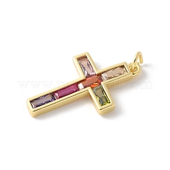 Brass Micro Pave Cubic Zirconia Pendants&nbsp;KK-P294-05G
