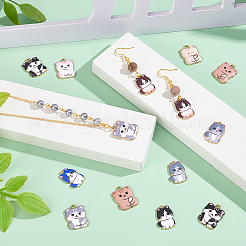 20個10スタイルプリントアロイペンダント  ゴールドカラー  カドミウムフリー＆ニッケルフリー＆鉛フリー  猫の形のチャーム  ミックスカラー  21~22x14.5~17x1.5~3mm  穴：1.4~2mm  2個/スタイル&nbsp;FIND-PH0021-07