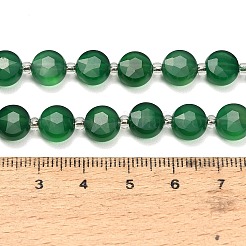 天然の緑色のカルセドニービーズの連  染め＆加熱  多面カット  フラットラウンド  シードビーズで  8x5mm  穴：1.2mm  約37~39個/連  14.45~15インチ（36.7~38.1cm）&nbsp;GG-NH0004-B01
