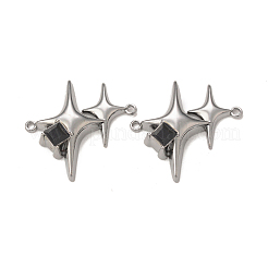 合金ガラスペンダント  ガンメタ色  ダブルスターチャーム  ブラック  27.5x28.5x7mm  穴：1.5mm&nbsp;PALLOY-P291-14B-01