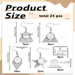 DIY 304 ステンレススチール ダングルイヤリング作成キット  透明なガラスのカボションとプラスチックの耳あてを含む  ステンレス鋼色  40.5~50mm  ピン：1mm  4スタイル  2個/スタイル  8pc&nbsp;DIY-LP0005-21A-P