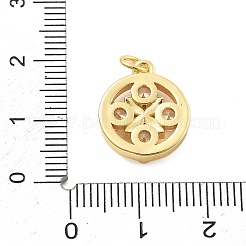 金色の真鍮製ガラスペンダント  ジャンプリング付きフラワーチャーム  透明  16x13.5x3.5mm  穴：3mm&nbsp;KK-L209-098G