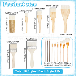 ウール粘土絵筆  木製ハンドル付き  ミックスカラー  135~218x10~72x6~13mm&nbsp;TOOL-NB0002-34