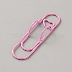 鉄製ペンクリップ  事務用品  ハートを持つ楕円形  濃いピンク  71x20x10mm&nbsp;OFST-SZC0003-001C
