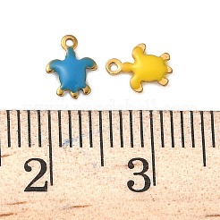 304ステンレススチールエナメルチャーム  ウミガメチャーム  ゴールドカラー  ミックスカラー  7x5x1mm  穴：0.7mm&nbsp;STAS-I341-01G