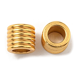 201ステンレススチールヨーロピアンビーズ  大穴ビーズ  スジ入りビーズ  コラム  ゴールドカラー  6x7mm  穴：4.2mm&nbsp;STAS-M089-11G