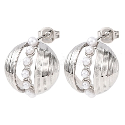 Round Brass Stud Earrings&nbsp;EJEW-D351-01P