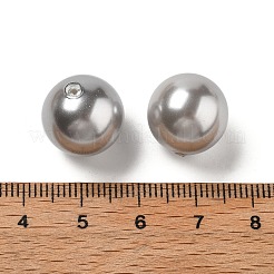 シェルパールビーズ  片穴ビーズ  洗練された  ラウンド  銀  14mm  穴：1.5mm&nbsp;BSHE-L042-B07-02
